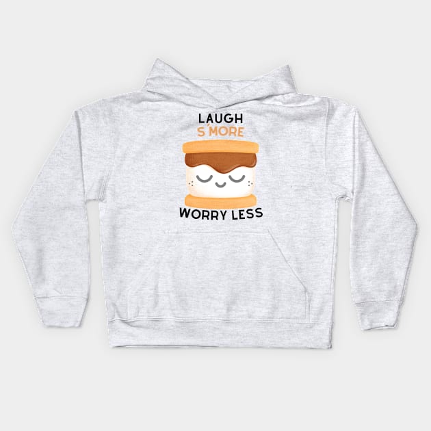 Laugh S'More Worry Less - Satisfied Marshmallow Face Kids Hoodie by Double E Design